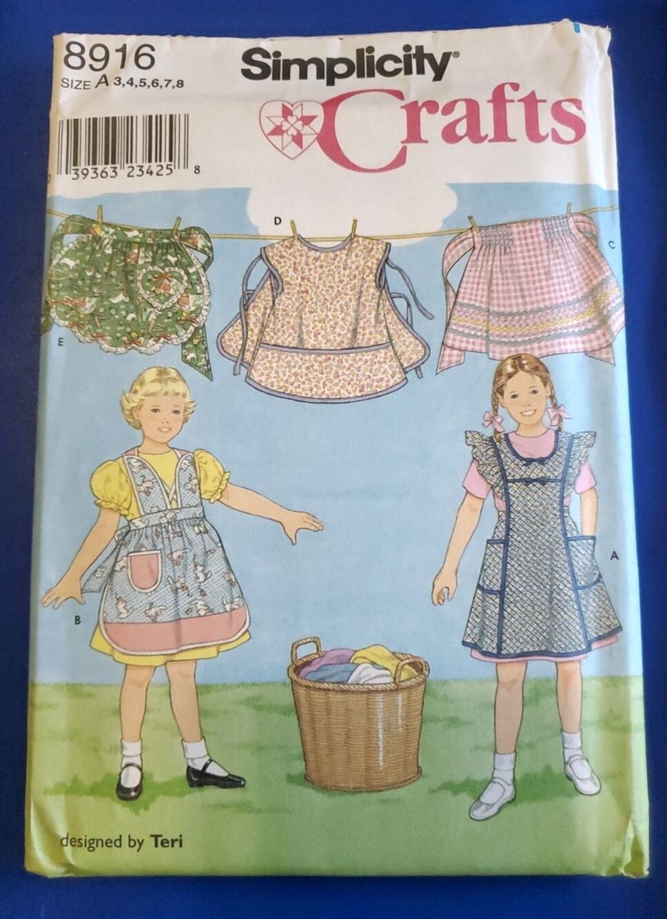 Vintage Simplicity Sewing Pattern 8916 Child’s Apron - 5 Styles- Sizes 3- 8